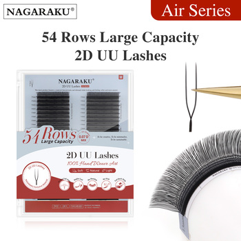 NAGARAKU 2D UU Eyelash Extensions High Large Capacity 54 Rows Handwoven U Shaped Mesh Technology Wispy Cluster Matte Black