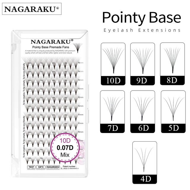 NAGARAKU 4D-10D Pointy Base Pre-Made Fans Eyelash Extension Bloom False Lashes
