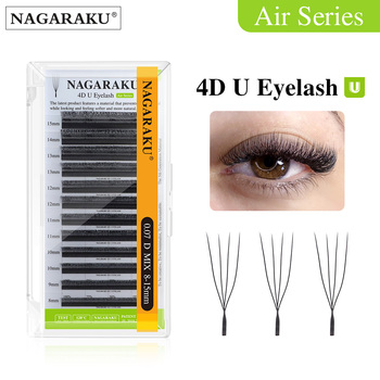 NAGARAKU 4D U Shape Eyelash Extension Mega Volume Premade Fans Eyelashes Super Soft Full Dense Lashes