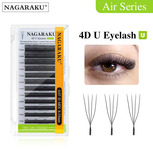 NAGARAKU 4D U Shape Eyelash Extension Mega Volume Premade Fans Eyelashes Super Soft Full Dense Lashes