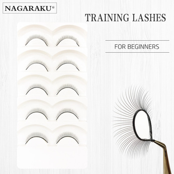 NAGARAKU 5 Pairs/Set False Eyelashes Handmade Training Lashes for Beginners Eyelash Extensions Beauty Salon Student Practice