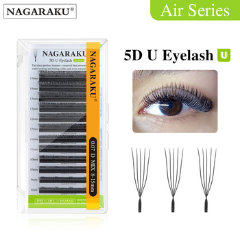 NAGARAKU 5D U Shape Eyelash Extension Mega Volume Premade Fans Eyelashes Super Soft Full Dense Lashes