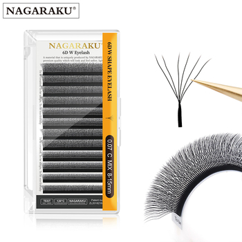 NAGARAKU 6D W Shape Eyelash Extensions Volume Pre-made Fans False Eyelashes Split Tips W Shape