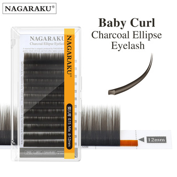 NAGARAKU Baby Curl Charcoal Ellipse Eyelash Split Tips Flat Eyelash Soft Natural Eyelash Extension