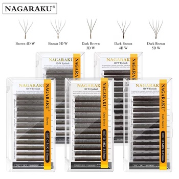 NAGARAKU Brown Automatic Flower W Shape Bloom 3D-5D Premade Fans Eyelash Extensions