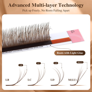NAGARAKU Dark Brown Layered Camellia Eyelash Wispy Volume Fluffy Extensions LB LC LD M Volume Eyelash Extension