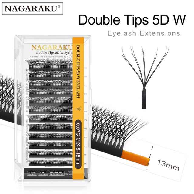 NAGARAKU Double Tips 5D W Shape Eyelash Natural Long Soft Light Premade Fans Lashes Full Dense Eyelash Extensions