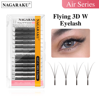 NAGARAKU Flying 3D W Shape Eyelash Extension Natural Soft Hand Woven Fans Automatic Flower False Eyelashes Wholesale Supplies
