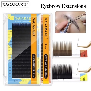 NAGARAKU High Quality Black/Brown Eyebrows Extensions 16 Lines Straight Curl Nature Soft for Beautiful Eyebrows
