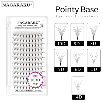 NAGARAKU Narrow Pre-made Fans Eyelash Extension 0.07mm 4D-10D Base Russian Fans Ready Volume