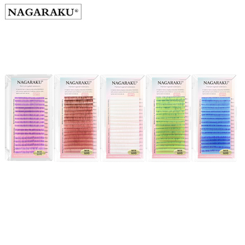 NAGARAKU Neon Ombre Autofan Eyelash Extensions Premium Instant Blooming Same Length False Eyelashes