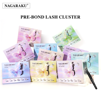 NAGARAKU Pre-bonded Cluster Lash Glue-Free DIY Lashes Premade Lashes Self Adhesive for Makeup All Size Tweezer Gift Set