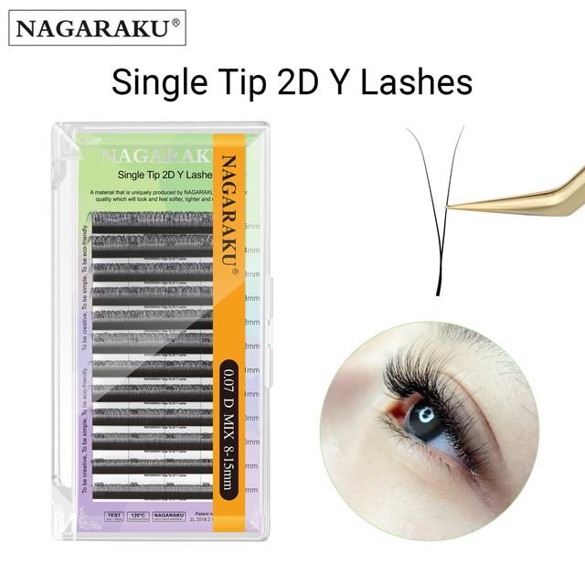 NAGARAKU Single Tip 2D Y Shape Hand Woven Premium Soft Light Natural Eyelash Extension Supplies Makeup Mesh Net Cross Lash
