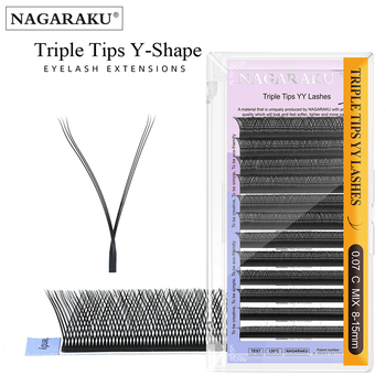 NAGARAKU Triple Tips YY Shape Eyelash Extension Soft Natural Light High Quality Eyelashes Makeup Meshy False Eyelash