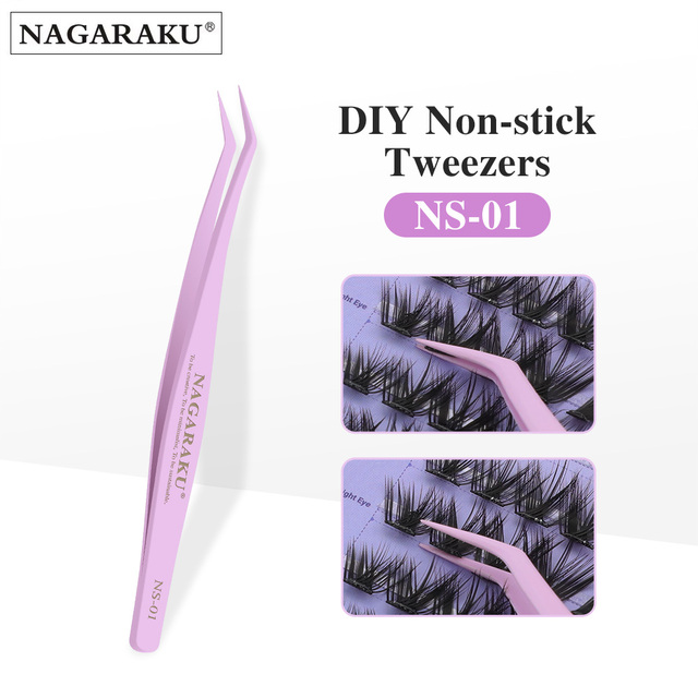 NAGARAKU Tweezers DIY Non Stick Lashes Purple Tweezer Volume False Eyelash Extensions Lash Applicator Makeup Tools