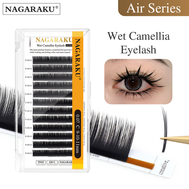 NAGARAKU Wet Camellia Eyelash Premade Fans Wispy Volume Fluffy Extensions Spire Eyelash Extension