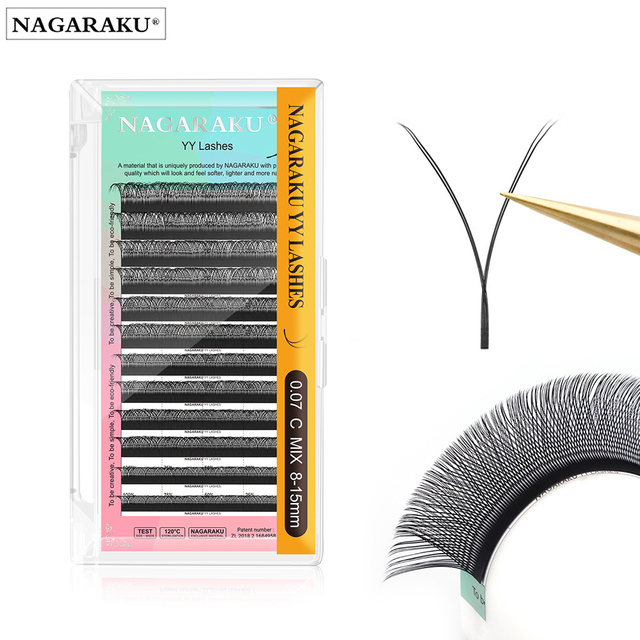NAGARAKU YY Shaped Eyelash Extensions Weaving Effect Synthetic False Eyelashes